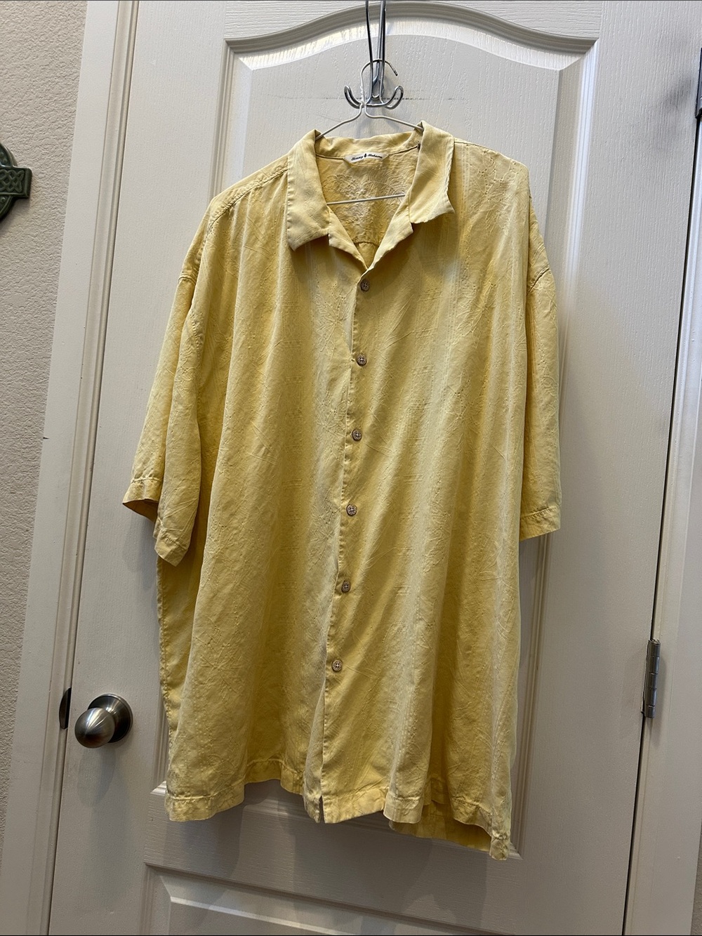 Tommy Bahama Butter Yellow Short-Sleeve Button-Down Camp Shirt